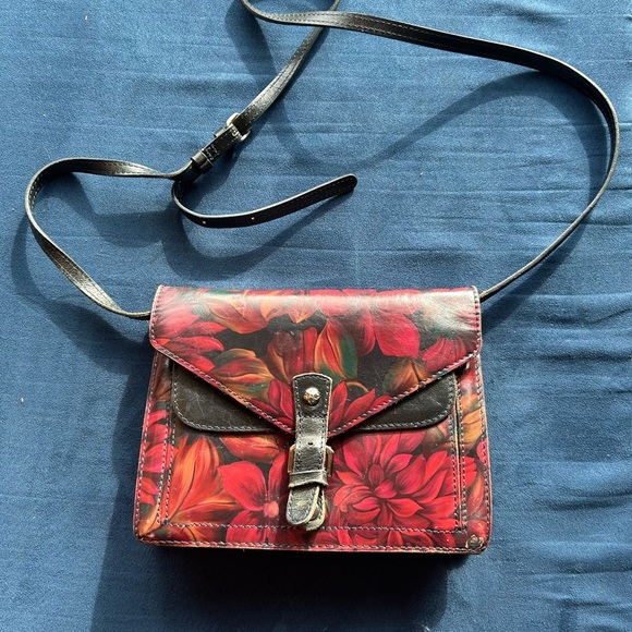 Patricia Nash Handbags - Patricia Nash Burgundy and Black Floral Crossbody Bag